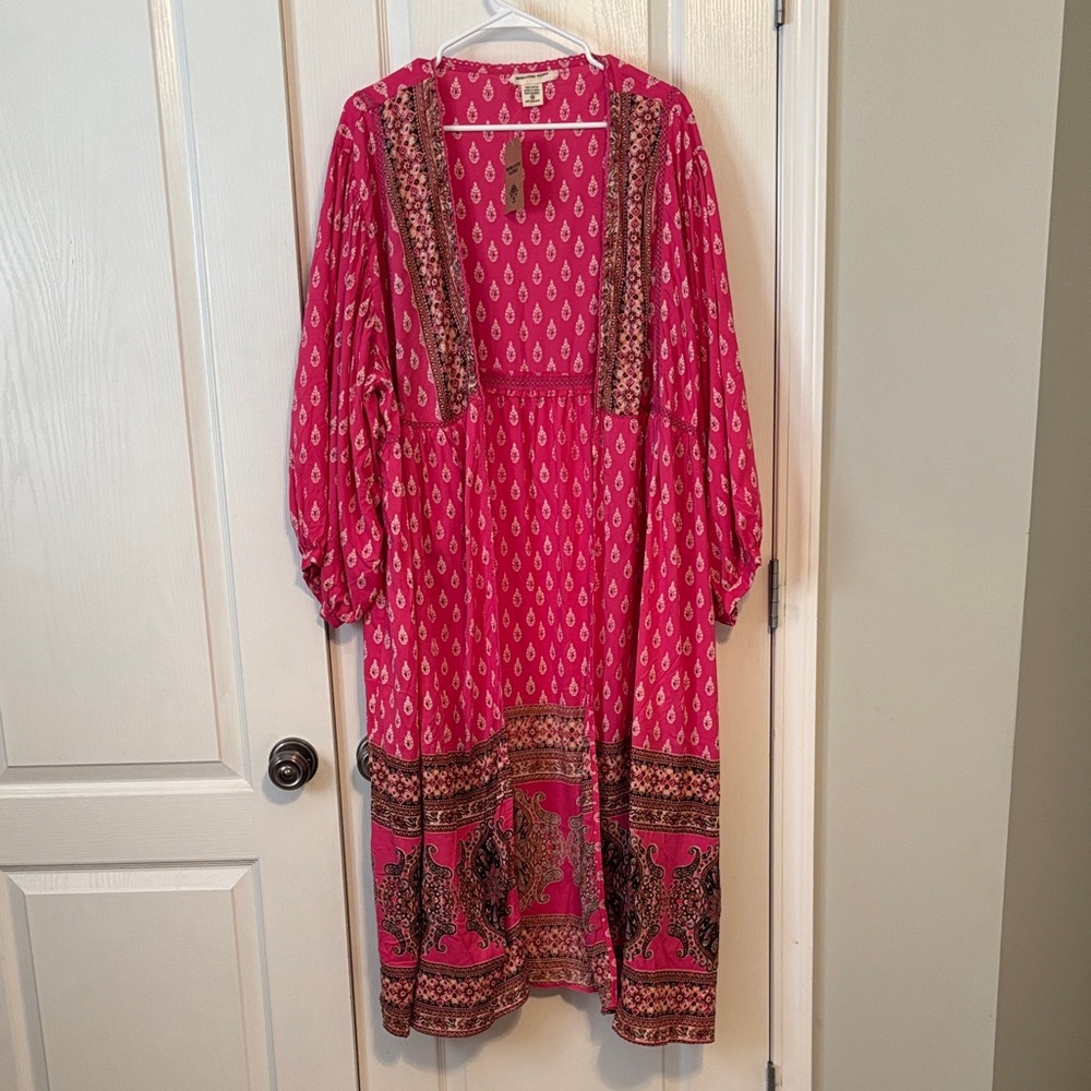 Romantic Gypsy Women’s Pink Lace Trim Poet Sleeve Kimono size 2X